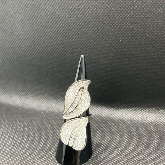 Sterling Silver 925 Adjustable Double Leaf Ring - Picture 10 of 10